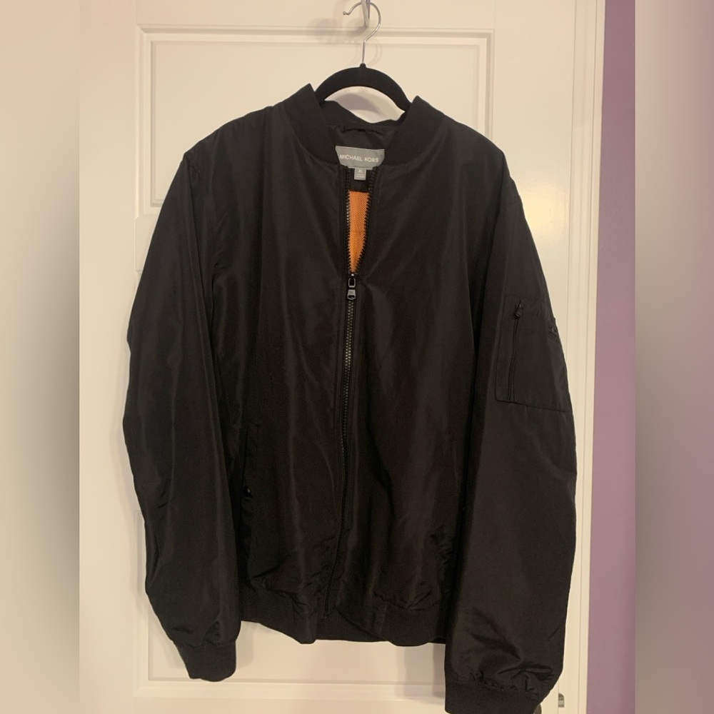 Michael Kors Black and Orange Bomber Jacket
